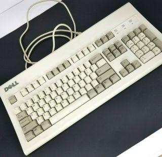 Dell Ps/2 At101w Mechanical Keyboard Clicky Beige Vintage Computer Gyum90sk