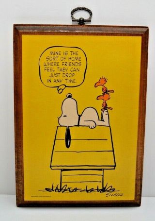 Vintage Hallmark Springbok Peanuts Snoopy Friends Wood Wall Plaque