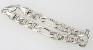 7 " Vintage Sterling Silver 925 Mariner/figaro Link Bracelet 17.  8 Grams 7.  5mm