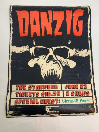 Vintage Danzig Poster The Starwood June 23 Guest Cirus Of Power