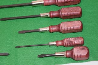 Vintage set of screw drivers wood handle 16 ½” to 4 ½” 2