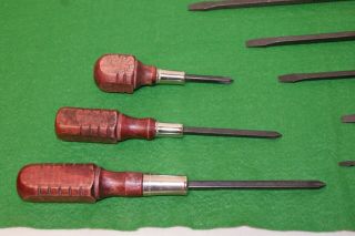 Vintage set of screw drivers wood handle 16 ½” to 4 ½” 3