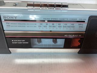 Vintage Blue Sony Sound Rider CFS - 210 Boom Box Tape Deck Player Radio 2