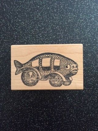 Vintage Rubber Stamp " Fish Mobile " By Ken Brown Stamps 2 3/4 X 1 3/4 "