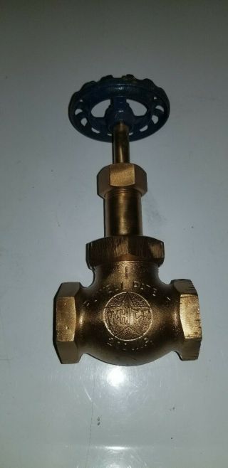 Powell Patent White 1.  25 Inch Vintage Shutoff Brass Gate Valve 200 Wp Water