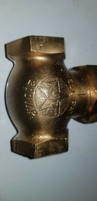 Powell Patent White 1.  25 Inch Vintage Shutoff Brass Gate Valve 200 WP Water 2