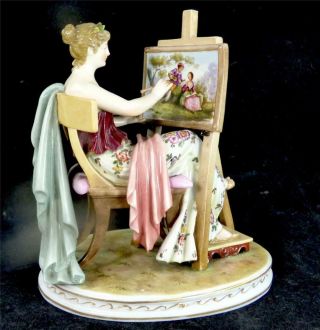 Antique Richard Eckert Volkstedt Porcelain Figurine Of An Artist