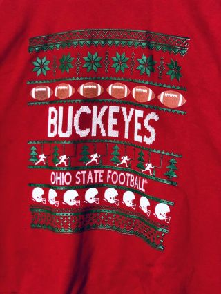 Men’s Ohio State Buckeyes Ugly Christmas Sweater Crew Neck Sweatshirt XXL 2XL 3