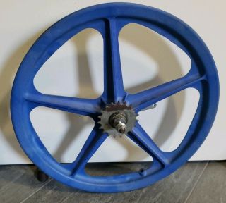 Rare Old School Bmx Freestyle Skyway Tuff Wheel 1 Rear Blue Vintage Bmx