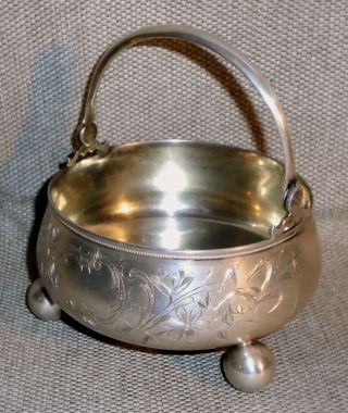 Antique Russian Imperial Sterling Silver 84 Sugar Bowl C.  1901 Marked Г.  А.  571dd
