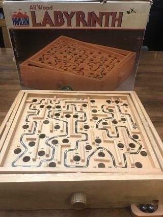 Labyrinth Solid Wood Tilt Maze Game Of Skill - Cardinal Vintage Wooden