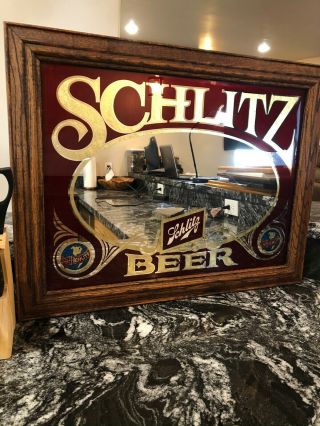 Vintage 1981 Schlitz Beer Bar Mirror Sign