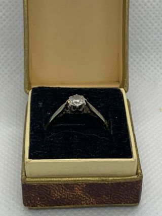 Antique Art Deco 18ct & Platinum - Old Cut Diamond 0.  33c,  Size K1/2,  1.  8g