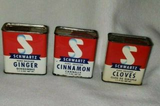 Vintage Schwartz Spice Tins X 3/canada/recipes