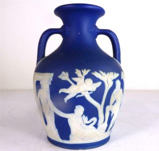 Antique Wedgwood Jasperware Dark Blue Dip Portland Vase