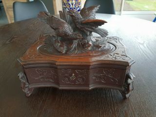Antique Black Forest,  Late 19th Century,  Jewellery Box,  Pink Lined Inside Base