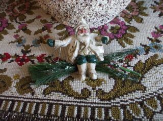 Vintage Christmas Tree Ornament Pam Schifferl White Santa Claus Pine Tree Swing