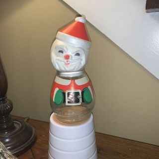 Vintage Christmas Mid Century Santa Glass Styrofoam Candy Jar 1950 