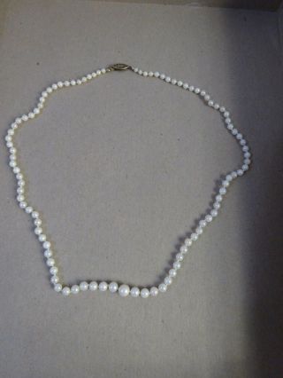 Vintage 50s Cultured Pearl Necklace With Sterling Silver Clasp Varied Sizes