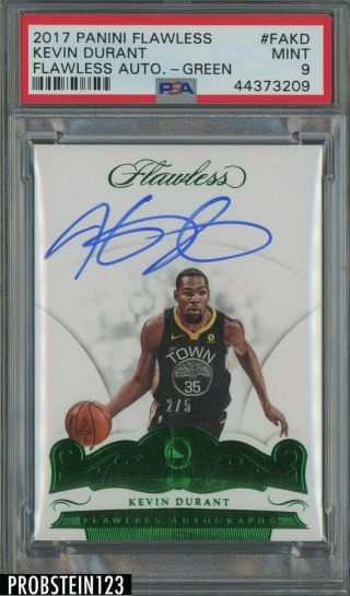 2017 - 18 Flawless Emerald Kevin Durant Warriors Auto 2/5 Psa 9