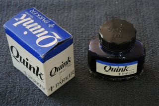 Vintage Parker Quink Permanent Blue Ink Made In England As Boxed 3