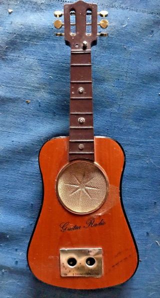 Vintage Wooden Acoustic Guitar 6 Transistor Radio Japan Gibson Martin 1950