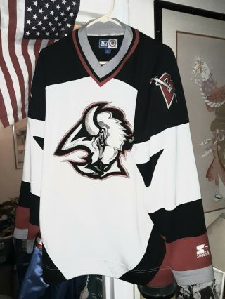 Vintage 90s Buffalo Sabres Adult White Goat Head Starter Hockey Jersey Blank Xl