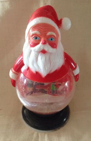 Vintage Kurt S.  Adler Santa Snow Globe With Santa Sleigh & Reindeer