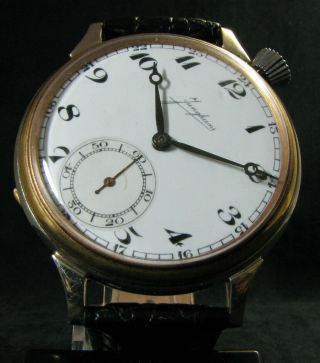 Junghans Antique Wwii Era Large Silver Wristwatch Porcelain Dial