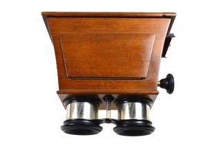 Antique 7 3/8 " By 4 3/8 " Mahogany 3 D Stereo Viewer Or Stereoscope.  Austrian.