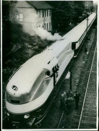 Vintage Photograph Of Railways Engines Streamlined