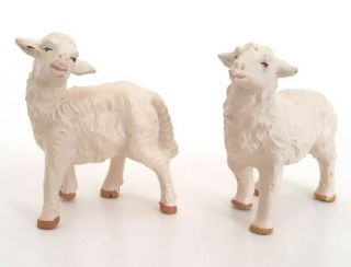 2 Vintage Sheep Nativity Figures Made In Italy Manger Scene Creche White