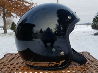 Vtg 1982 Bell Toptex R - T Black Open Face Motorcycle Racing Helmet Xl Size 7 - 3/4