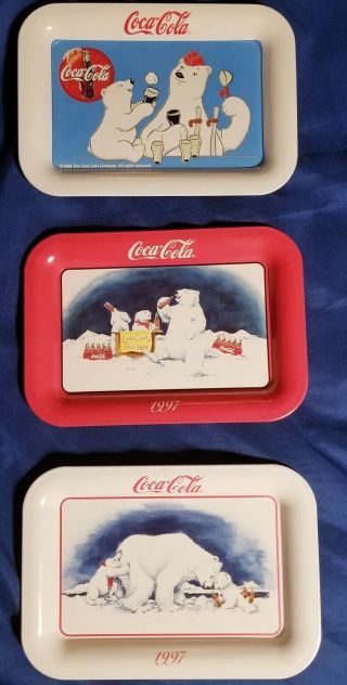 1997 Coca Cola Mini Polar Bear Trays Collectors Vintage