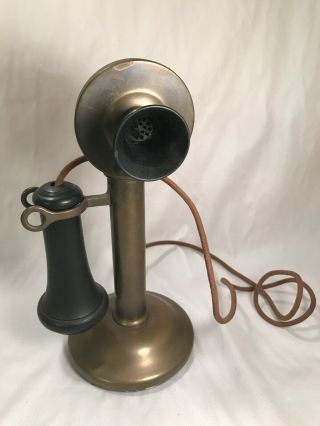1904 Western Electric Antique Brass Candlestick Telephone 40al Kellogg Receiver