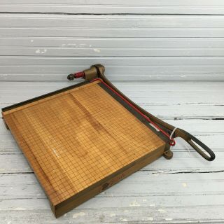 Vintage Ingento No.  8 Cast Iron Maple Hardwood 16x16 Guillotine Paper Cutter 2