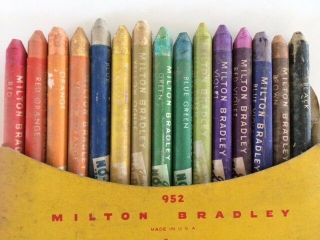 Vintage Milton Bradley Junior No - Roll School Crayons 16 Colors Springfield Ma