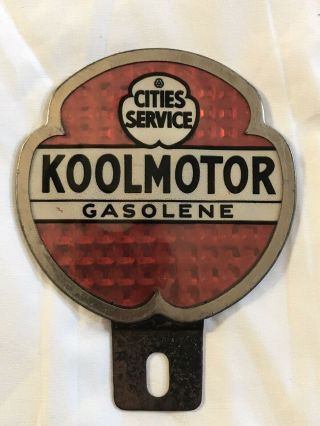 Vintage Cities Service Koolmotor Gasolene License Plate Topper