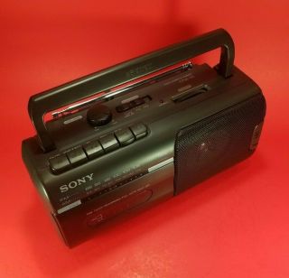 Vintage Sony CFM - 10 Mini Boombox AM FM Radio Cassette Player Recorder W/ Chord 3