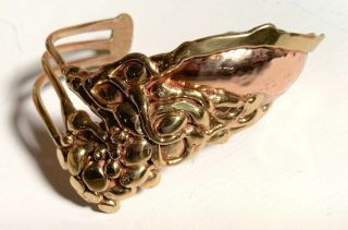 Vintage Artist Signed Copper Brass Brutalist Modernist Cuff Bracelet