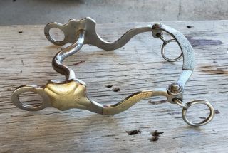 Antique Old Cowboy Silver Engraved Crockett Martinez Horse Bit Texas Clover