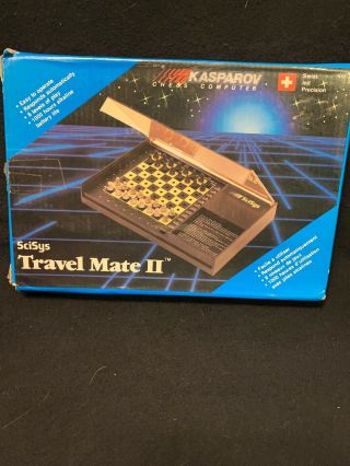 Vtg 1986 Kasparov Chess Computer Scisys Travel Mate Ii Box