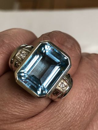 Retired Vintage Judith Ripka Sterling Silver With Blue Topaz Ring Size 8 Massive