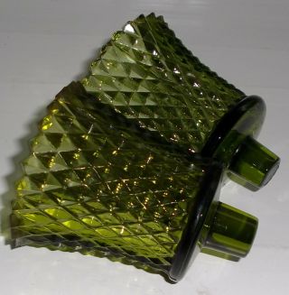 Pr Vintage Homco Home Interior Green Glass Diamond Cut Votive Cup Candle Holders