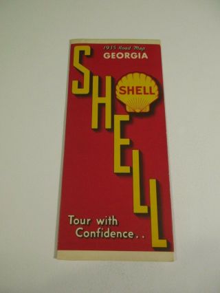 Vintage 1935 Shell Georgia State Highway Gas Station Travel Road Map Box E6