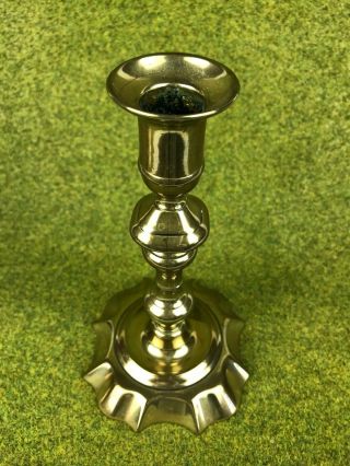 A George II 18th Century Hand Wrought Seamed Brass Candlesticks. 3