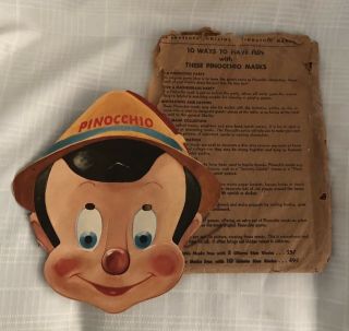 Vintage 1939 Gillette Razor Blades Pinocchio Halloween Mask & Envelope