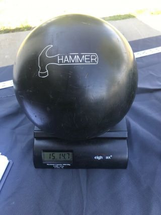 Vintage 15lb 14.  5oz Hammer Fab Bowling Ball Urethane Black Drilled