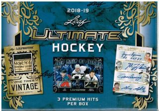 2018 - 19 Leaf Ultimate Hockey Collector Cards Hobby Box = 3 Hits Per Box