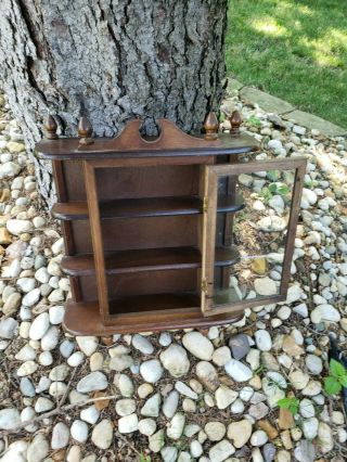 Vtg Farmhouse Wood Table Top Wall Hanging Display Curio Cabinet Chest Shelf